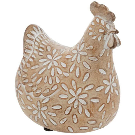 Statuette Poule Déco "Linda" 20cm Beige (1/3)