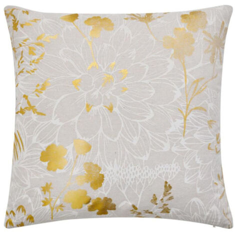 Coussin Déco Imprimé Métallisé "Anassia" 45x45cm Beige (1/4)