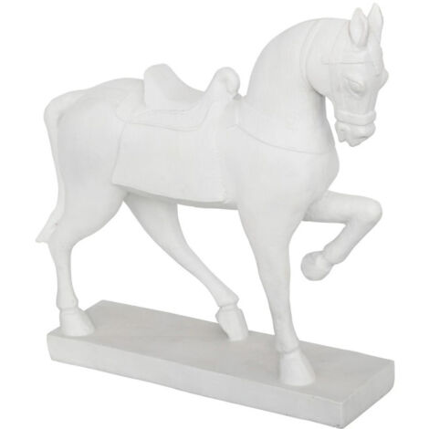 Statuette Déco Cheval "Little Cottage" 35cm Blanc (1/4)