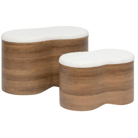 Atmosphera – Lot de 2 coffres 72cm en MDF et tissu marron – Dimensions L. 72 x l. 40,5 x H. 45 cm – Rangement esthétique et fonctionnel (1/4)