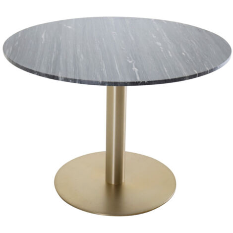 Table à Manger en Marbre "Estelle" 106cm Gris Foncé & Or (1/5)