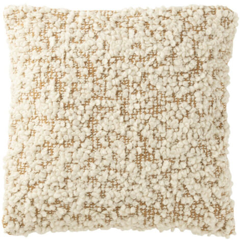 Coussin Bouclette "Elvia" 45x45cm Camel & Crème (1/2)