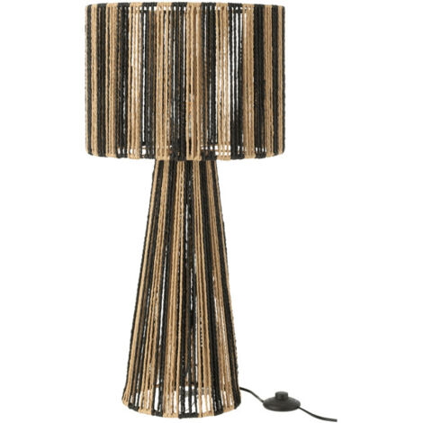 Lampe à Poser Rayures "Cordes" 69cm Naturel & Noir (1/3)
