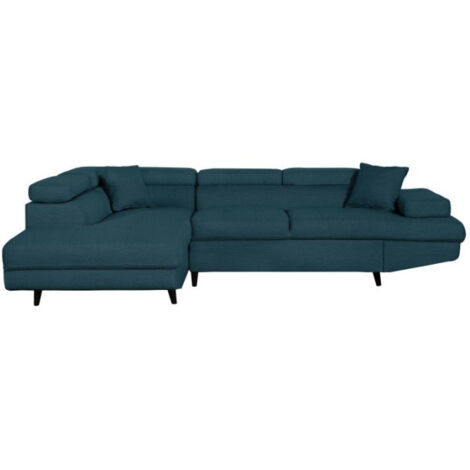 Canapé d'Angle Gauche Convertible "Tean" 271cm Bleu Pétrole & Noir (1/5)