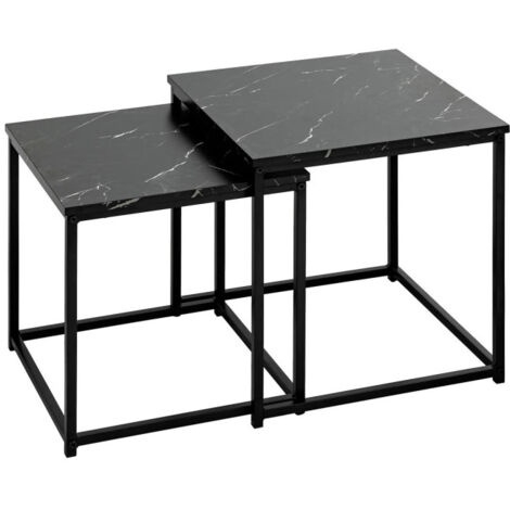 Lot de 2 Tables d'Appoint Gigognes "Jones" 40cm Noir (1/5)
