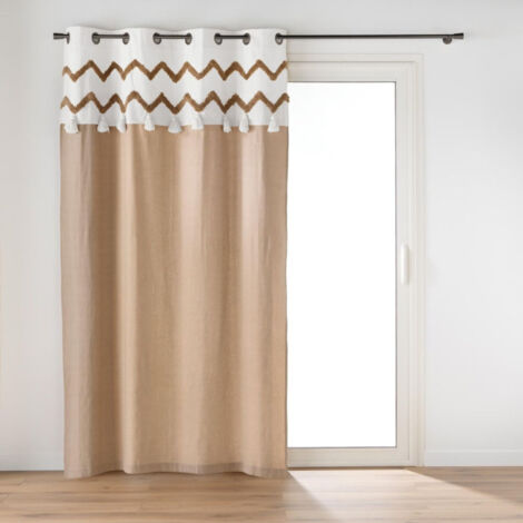 Rideau à Œillets Avec Pompons "Azari" 140x240cm Camel (1/5)