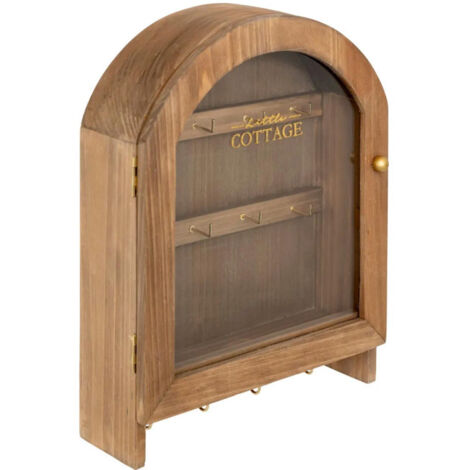 Atmosphera – Boîte à clés en bois marron 28cm – 12 crochets – Design arrondi pour rangement décoratif – Idéal pour intérieur moderne (1/4)
