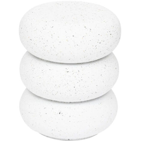 Atmosphera – Table d'appoint ronde 43cm – Magnésie blanche – Design totem imprimé granite – Poids léger 5kg