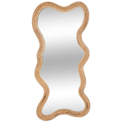 Atmosphera – Miroir mural organique 179,5 x 2,3 x 86,5 cm – En rotin naturel – Fixation avec 4 crochets inclus – Installation verticale/horizontale
