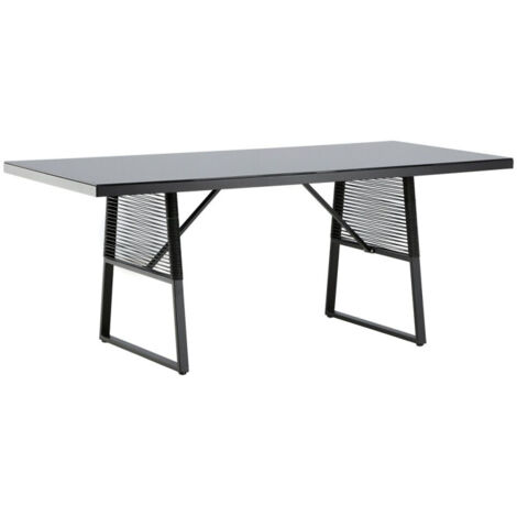 Table de Jardin en Verre "Dallas" 193cm Noir (1/5)
