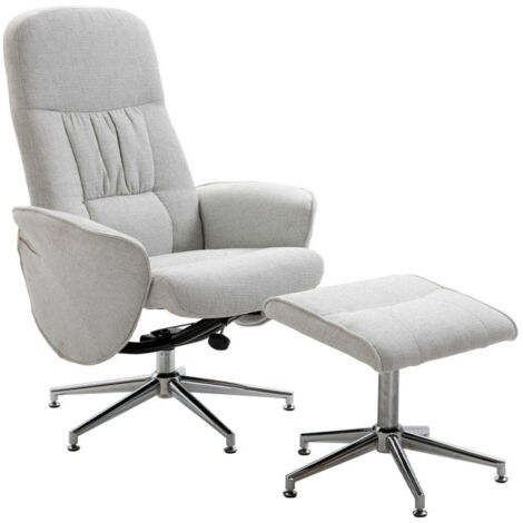 Fauteuil de Relaxation & Pouf "Rolf" 104cm Gris (1/5)
