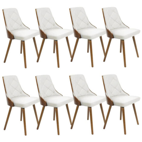 Lot de 8 Chaises Scandinave "Cargo" 79cm Noisette & Blanc (1/4)