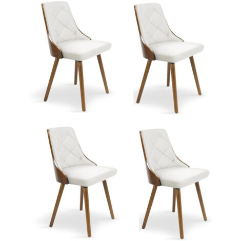 Lot de 4 Chaises Scandinave "Cargo" 79cm Noisette & Blanc (1/5)