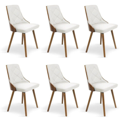 Lot de 6 Chaises Scandinave "Cargo" 79cm Noisette & Blanc (1/4)