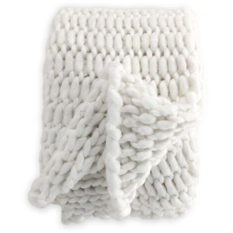 Plaid Tissé Uni "Kate" 130x170cm Blanc (1/5)