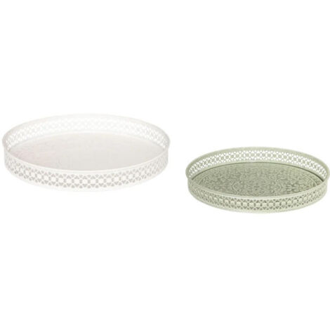 Lot de 2 Plateaux Déco "Wild Romance" 31cm Blanc & Vert (1/5)