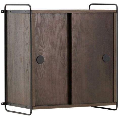 Étagère Murale 2 Portes "Paris" 68cm Marron Foncé (1/5)