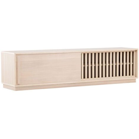 Meuble TV Design Nervuré "Lugo" 180cm Naturel (1/5)