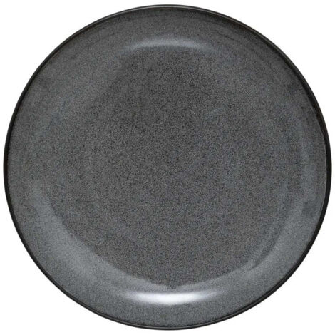 Lot de 6 assiettes plates 27cm en grès gris foncé – Design moderne – Parfaites pour dîners spéciaux et repas quotidiens – Secret De Gourmet