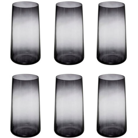 Lot de 6 gobelets hauts trapèze 54 cl en verre – Couleur gris – Dimensions D. 8 x H. 15 cm – Design moderne pour toutes occasions – Secret De Gourmet