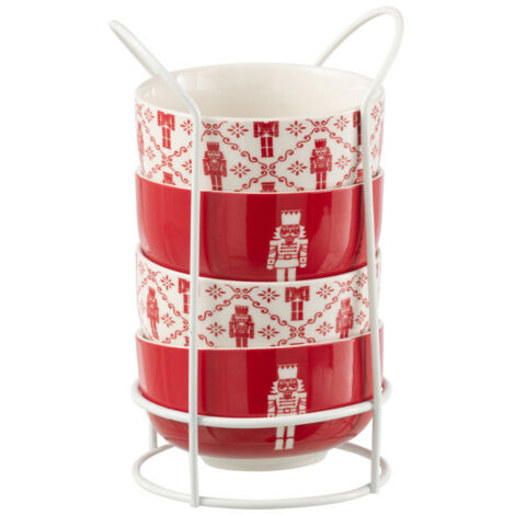Lot de 4 Bols Avec Socle "Casse-Noisette" 11cm Rouge (1/5)