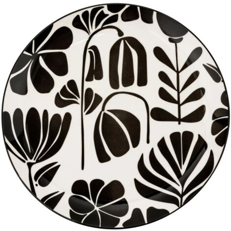 Lot de 6 Assiettes Plates "Twisted Lime" 26cm Noir & Blanc (1/4)