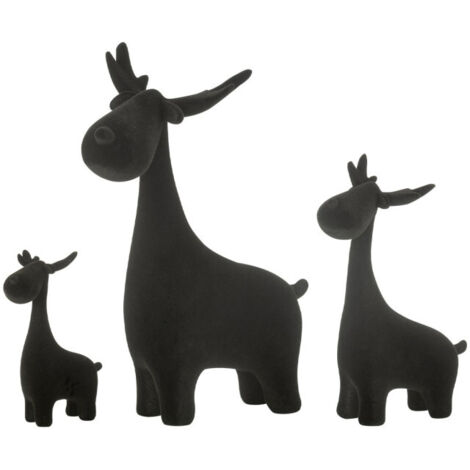 Lot de 3 Cerfs Déco "Velours" 25cm Noir (1/3)