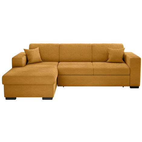 Canapé d'Angle Gauche Convertible "Harlan" 262cm Jaune (1/5)