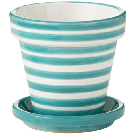 Lot de 2 Pots de Fleurs en Céramique Émaillée Turquoise - Diamètre : 12 cm - Hauteur : 15 cm - Pot de Fleurs en Céramique - KOTARBAU | Leroy Merlin
