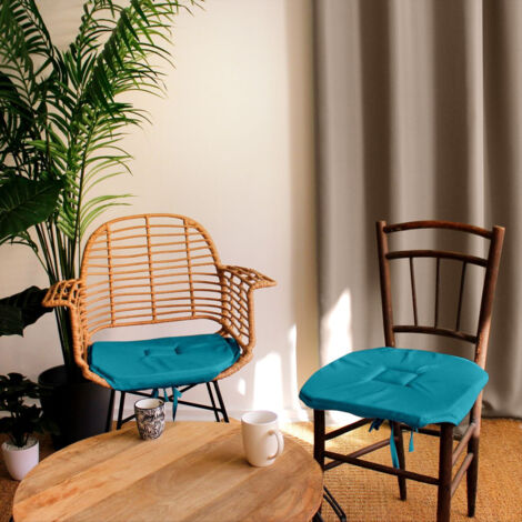 Galette De Chaise Lilou Bleu Canard D38x38cm - Coussin de chaise - Galette