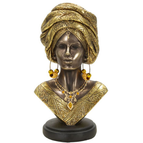 Buste De Femme « Wild » En Résine Blanche – Déco élégante Avec Couronne Dorée, 22 Cm – Parfait Pour Bibliothèque Ou Commode