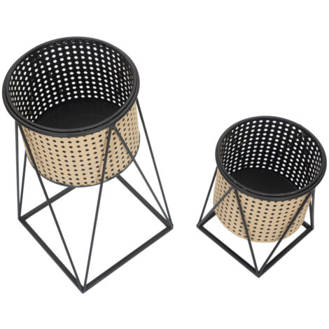 Lot De 2 Cache-Pots Sur Pied Or – 41,5 Cm & 58 Cm, Style Élégant Atmosphera Créateur D'Intérieur