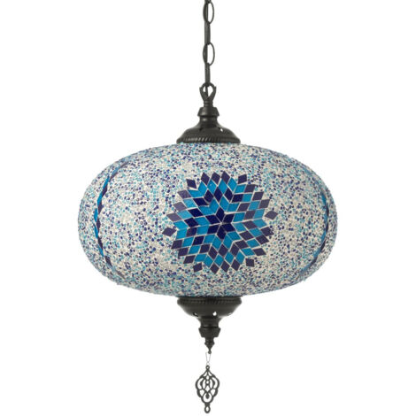 Lampe Mosaïque En Verre – Bleu/Vert – Douille Neuve – Très Bon état