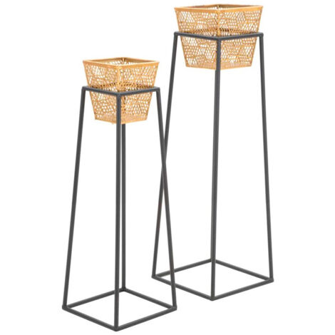 Lot De 2 Cache-Pots Sur Pied Atmosphera Créateur D'Intérieur - Élégants Pots En Métal Or 58cm Pour Une Déco Chic
