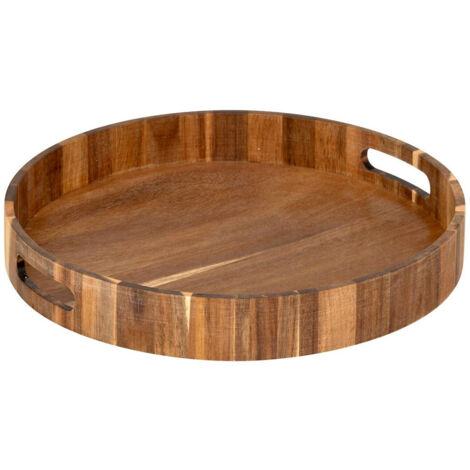 Plateau De Service Rond En Bois 30 Cm - Assiette Bois Multifonction DTYGUIXE Pour Fruits Café Thé