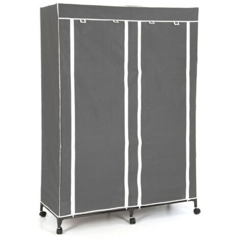 Armoire de Rangement Vêtement "Double" 168cm Gris (1/5)