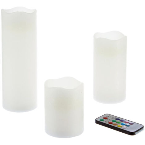 Lot de 3 Bougies LED "12 Couleurs" 20cm Multicolore