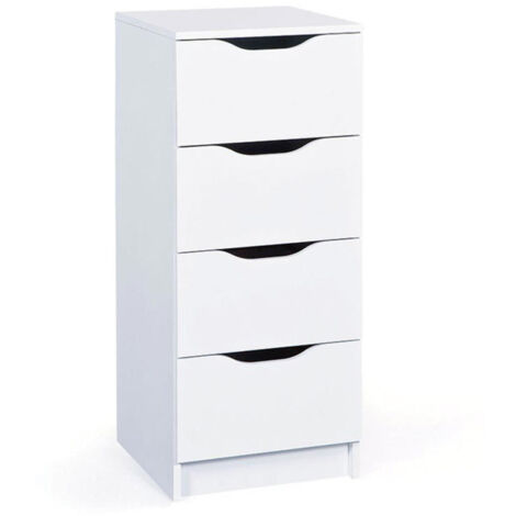 Paris Prix – Chiffonnier 4 tiroirs blanc 41x40x89 cm – Panneaux de particules – Glissières métalliques – Montage facile