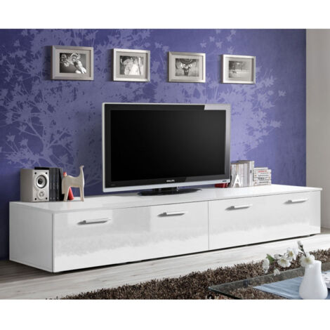 Meuble TV Design "Duo" 200cm Blanc (1/4)