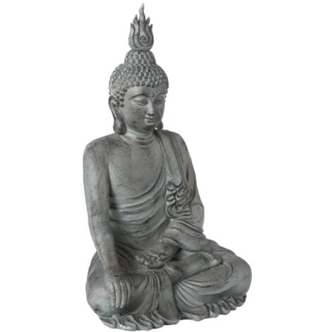 Statue Déco Bouddha Assis 106cm Gris