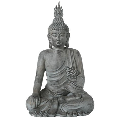 Statue Déco Bouddha Assis 106cm Gris