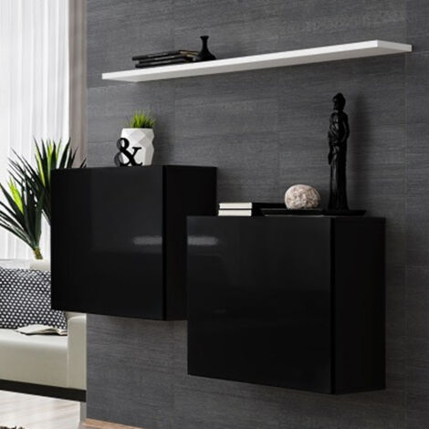 Lot de 2 Blocs & Étagère "Switch SBI" 130cm Noir & Blanc (1/4)