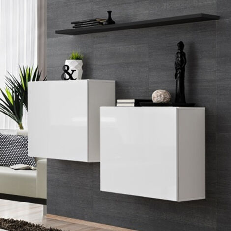 Lot de 2 Blocs & Étagère "Switch SBI" 130cm Blanc & Noir (1/4)