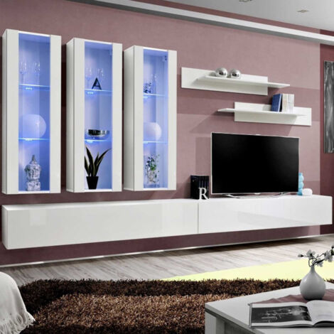 Ensemble Meuble TV Mural "Fly E3" 320cm Blanc (1/5)