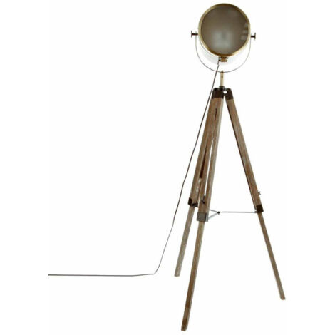 Lampadaire Trépied en Métal & Bois "Ébor" 152cm Or