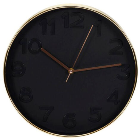 Horloge Murale "Gold" 30cm Noir & Cuivre (1/4)
