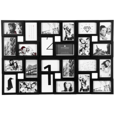 Atmosphera – Pêle-mêle 24 photos noir – Cadre en polypropylène et PVC – Design moderne pour 24 photos 10x15 cm – Dimensions 86x57 cm