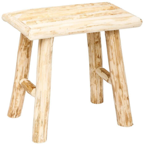 Atmosphera – Tabouret de bar en bois naturel 32cm – Design compact – Poids léger 2,2kg – Élément déco tendance pour intérieur