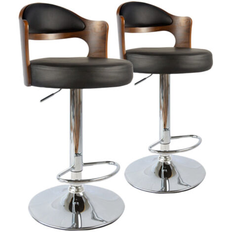 Lot de 2 Chaises de Bar "Paddington" 90-110cm Noir & Blanc