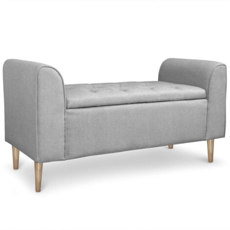 Banquette Coffre en Tissu "Pooh" 114cm Gris Clair